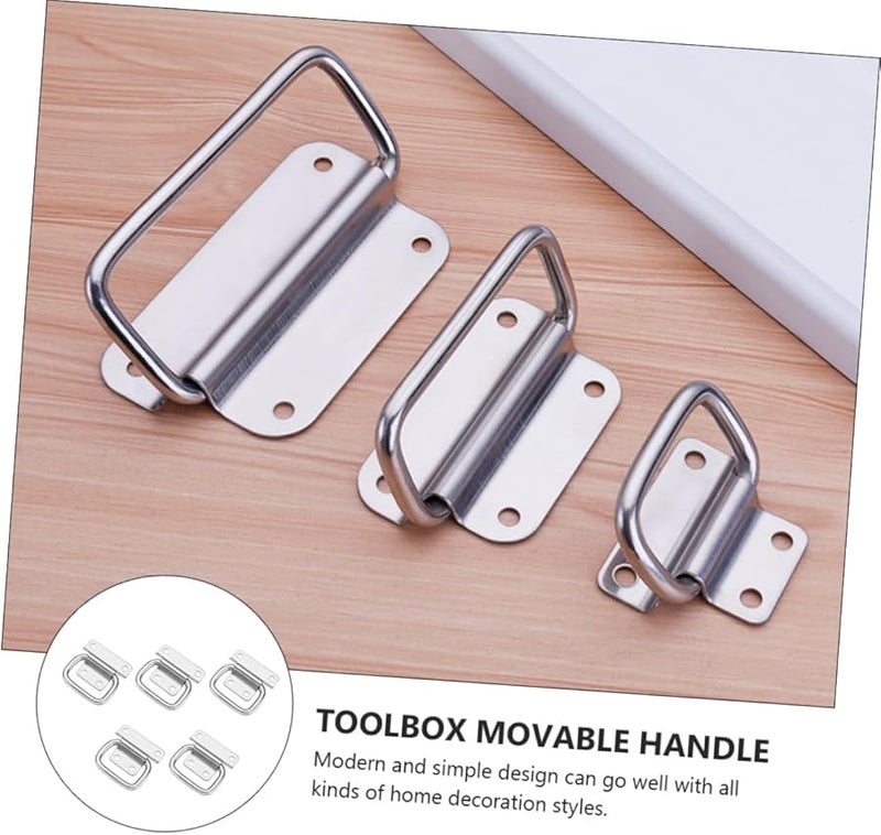 5pcs Stainless Steel Folding Pull Handles for Toolboxes Cabinets Home Office Use - Image 4